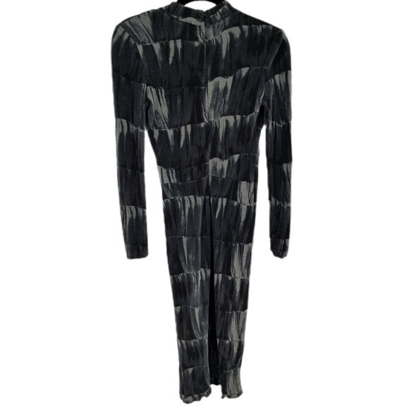 Armani Collezioni Long Sleeve Black and Gray Geometric Dress - Picture 2 of 5